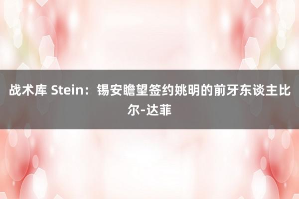 战术库 Stein：锡安瞻望签约姚明的前牙东谈主比尔-达菲