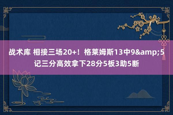 战术库 相接三场20+！格莱姆斯13中9&5记三分高效拿下28分5板3助5断