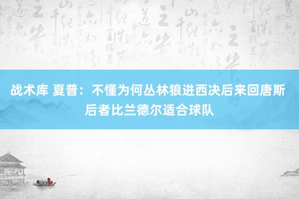 战术库 夏普：不懂为何丛林狼进西决后来回唐斯 后者比兰德尔适合球队