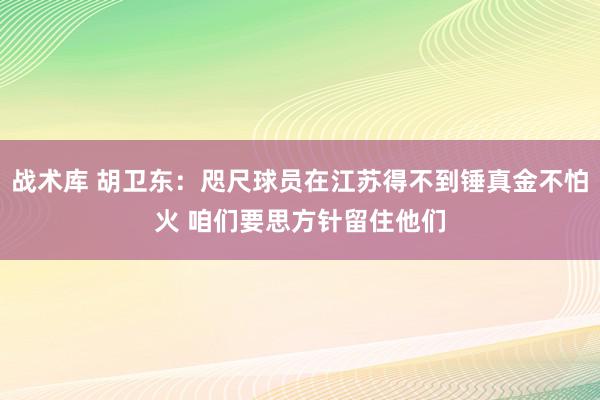 战术库 胡卫东：咫尺球员在江苏得不到锤真金不怕火 咱们要思方针留住他们