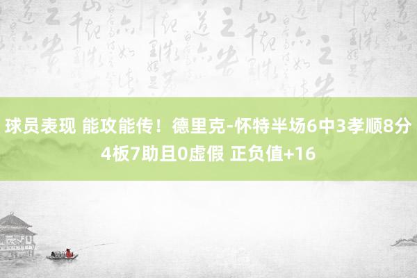 球员表现 能攻能传！德里克-怀特半场6中3孝顺8分4板7助且0虚假 正负值+16