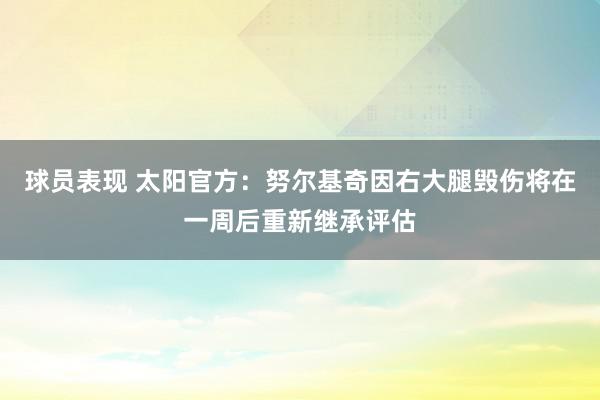 球员表现 太阳官方：努尔基奇因右大腿毁伤将在一周后重新继承评估